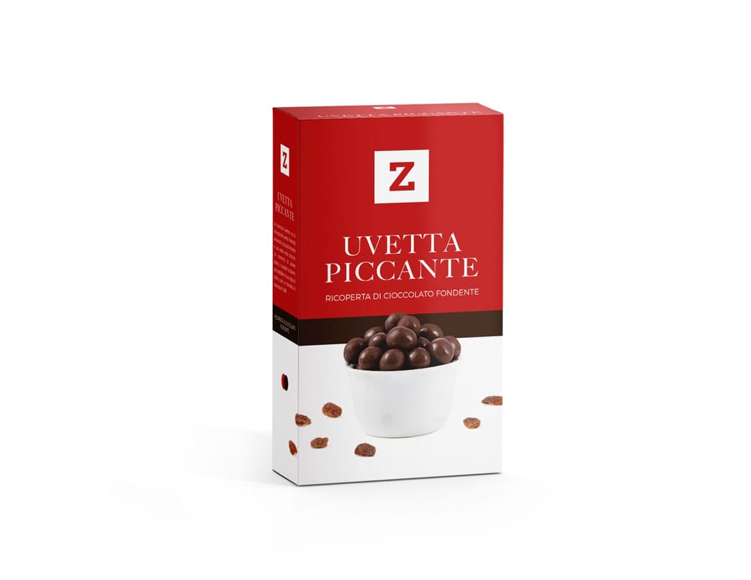 Uvetta piccante ricoperta di cioccolato fondente - 80 g